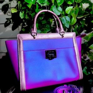 IRIDESCENT Fushia & MIRRORED Mauve Leather Large Michael Kors Purse
